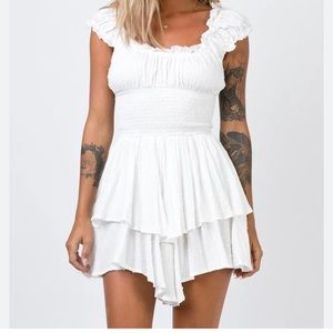 Princess Polly White Tiered Smocked Romper